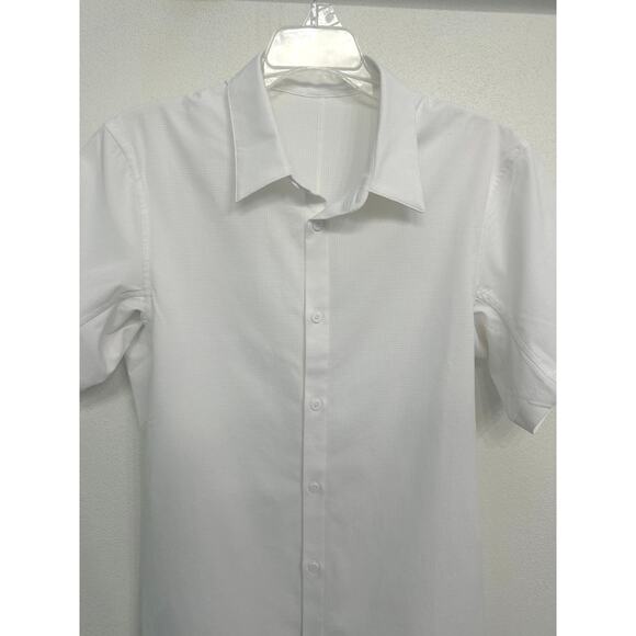 Lululemon Airing Easy Short Sleeve Lightweight Men’s Button Down Shirt White Med - Picture 5 of 11